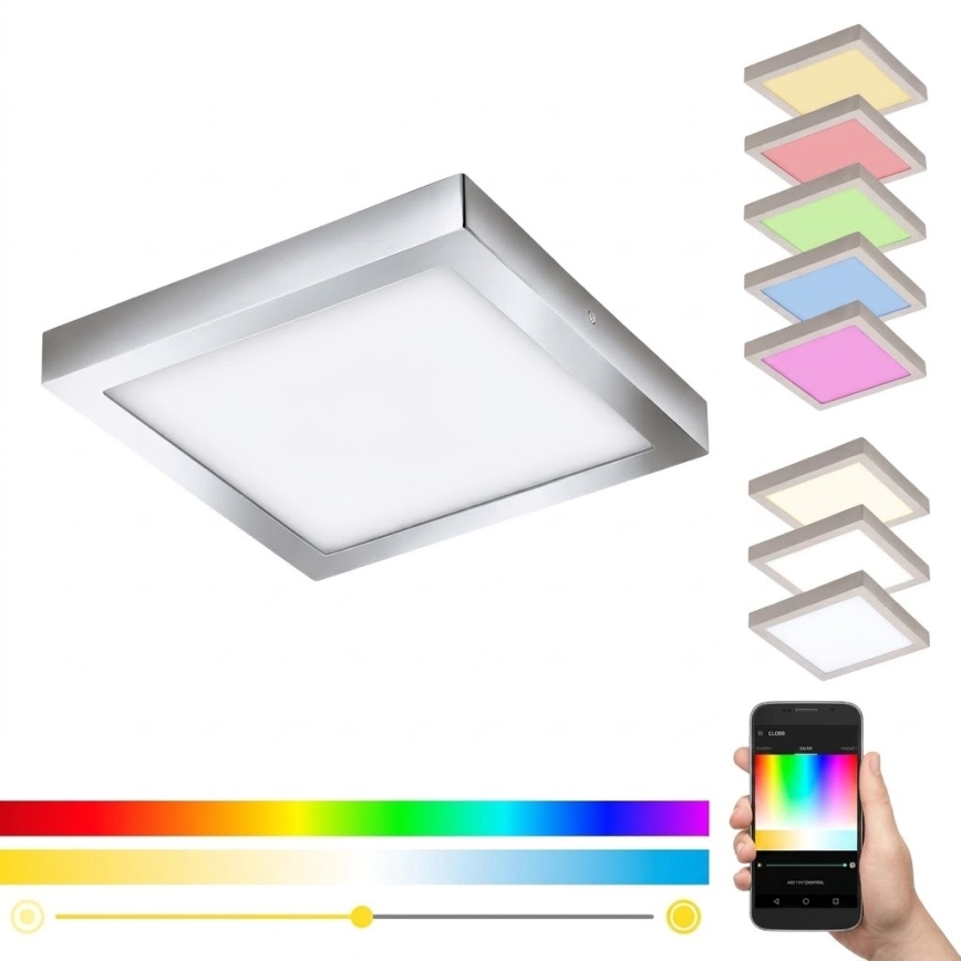 Eglo 33668-LED RGBW Ρυθμιζόμενο φωτιστικό μπάνιου FUEVA-C 21W/230V 2700-6500K 30x30cm IP44