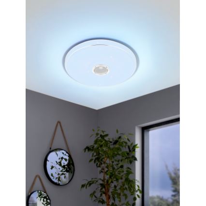 Eglo - LED RGBW Φωτιστικό οροφής μπάνιου dimming με ηχείο LED/19W/230V 3000-6500K IP44 διάμετρος 39 cm λευκό + τηλεχειριστήριο