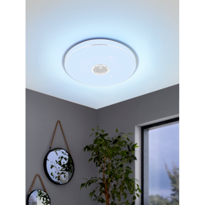 Eglo - LED RGBW Φωτιστικό οροφής μπάνιου dimming με ηχείο LED/19W/230V 3000-6500K IP44 διάμετρος 39 cm λευκό + τηλεχειριστήριο