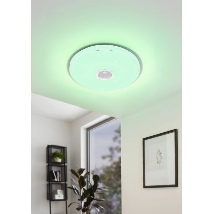 Eglo - LED RGBW Φωτιστικό οροφής μπάνιου dimming με ηχείο LED/19W/230V 3000-6500K IP44 διάμετρος 39 cm λευκό + τηλεχειριστήριο