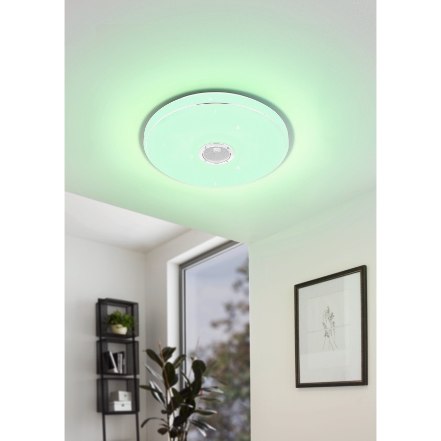 Eglo - LED RGBW Φωτιστικό οροφής μπάνιου dimming με ηχείο LED/19W/230V 3000-6500K IP44 διάμετρος 39 cm λευκό + τηλεχειριστήριο