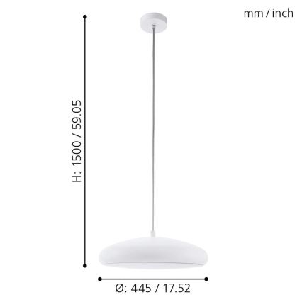 Eglo 33765 - LED RGBW Κρεμαστό φωτιστικό οροφής ντιμαριζόμενο RIODEVA-C LED/27W/230V 2700-6500K λευκό
