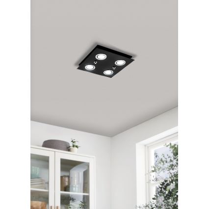 Eglo - Φωτιστικό οροφής LED 4xGU10/2,8W/230V 3000K μαύρο