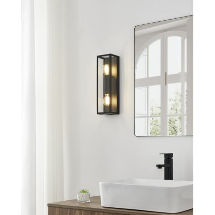 Eglo 33856 - Εξωτερικό φωτιστικό τοίχου ALAMONTE 2xE27/60W/230V IP44 μαύρο