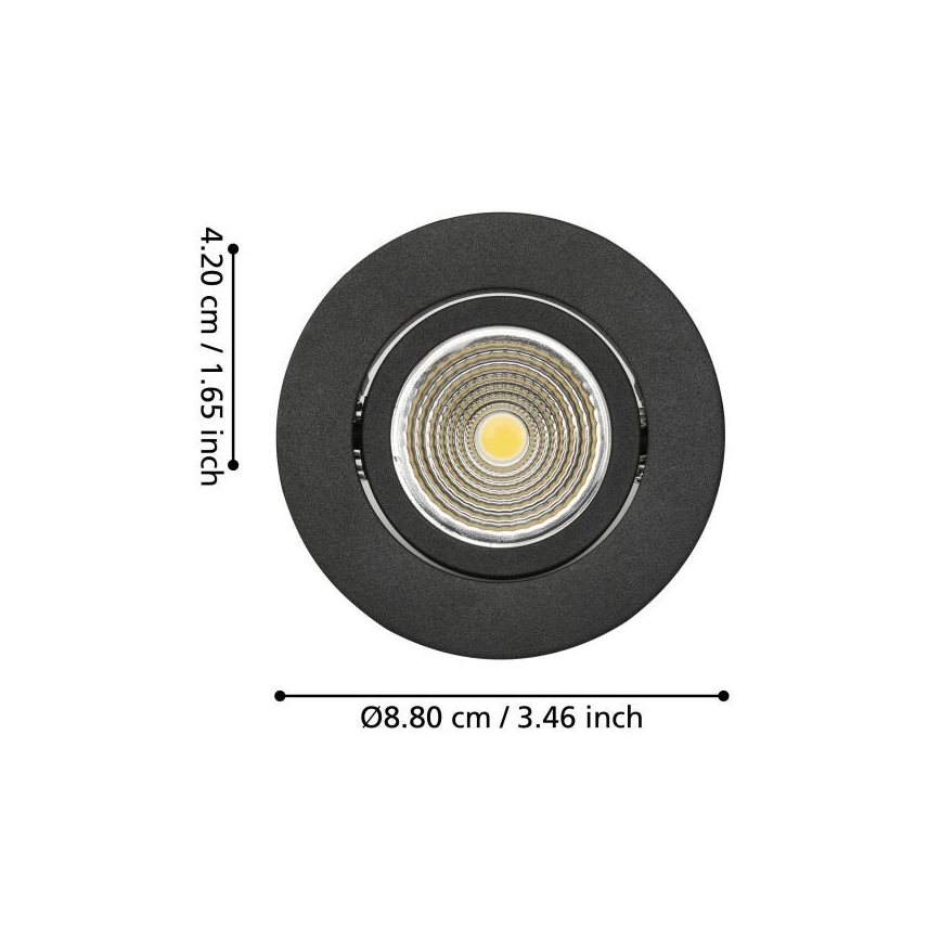 Eglo - LED Dimmable χωνευτό φωτιστικό/6W/230V μαύρο