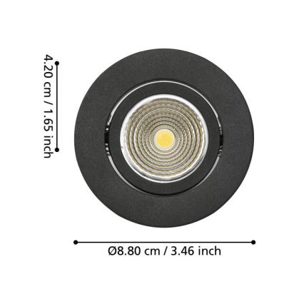 Eglo - LED Dimmable χωνευτό φωτιστικό/6W/230V μαύρο