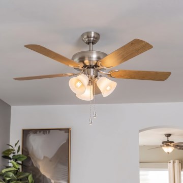 Eglo 35077 - Ανεμιστήρας οροφής LAS PALMAS 3xE27/40W/230V ματ χρώμιο/καφέ