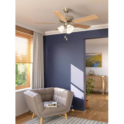Eglo 35077 - Ανεμιστήρας οροφής LAS PALMAS 3xE27/40W/230V ματ χρώμιο/καφέ