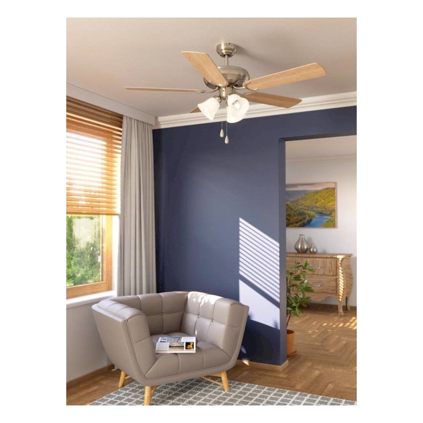 Eglo 35077 - Ανεμιστήρας οροφής LAS PALMAS 3xE27/40W/230V ματ χρώμιο/καφέ