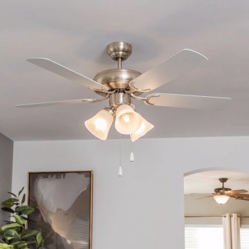 Eglo 35077 - Ανεμιστήρας οροφής LAS PALMAS 3xE27/40W/230V ματ χρώμιο/γκρι