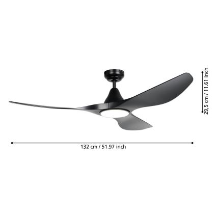 Eglo - Ανεμιστήρας οροφής LED/20W/230V 3000/4000/5000K διάμετρος 132 cm μαύρος + τηλεχειριστήριο