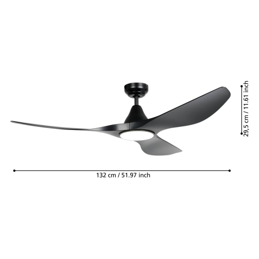 Eglo - Ανεμιστήρας οροφής LED/20W/230V 3000/4000/5000K διάμετρος 132 cm μαύρος + τηλεχειριστήριο