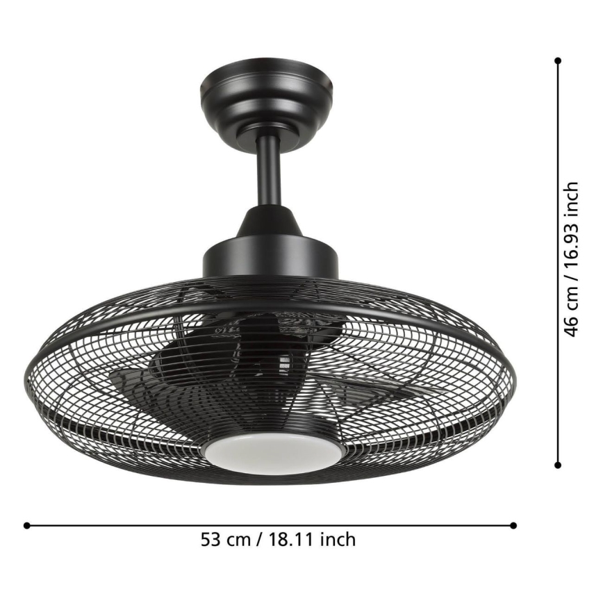 Eglo - Ανεμιστήρας οροφής LED LED/15W/230V Ø 53 cm μαύρος + τηλεχειριστήριο