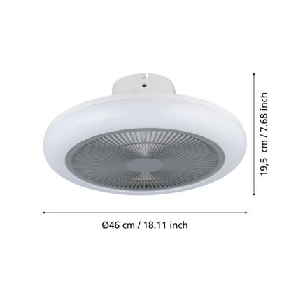 Eglo - LED Ρυθμιζόμενος Οροφής Ανεμιστήρας LED/25,5W/230V γκρι + τηλεχειριστήριο