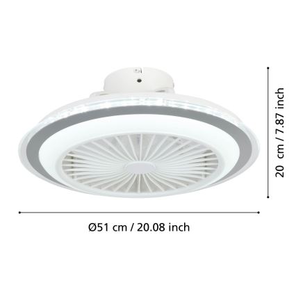 Eglo - Ανεμιστήρας οροφής LED ντιμαριζόμενος LED/25,5W/230V λευκό/γκρι 2700-6500K + τηλεχειριστήριο