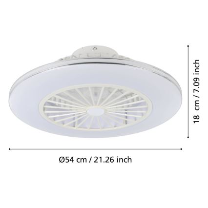 Eglo - LED ρυθμιζόμενος ανεμιστήρας οροφής 3xLED/12,6W/230V 2700-6500K Ø 55 εκ. λευκός + τηλεχειριστήριο