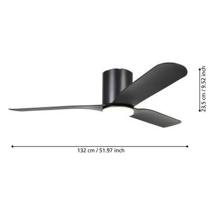 Eglo - Ρυθμιζόμενος ανεμιστήρας οροφής με LED 17W/230V 3000/4000/5000K Ø 132 cm μαύρος + τηλεχειριστήριο