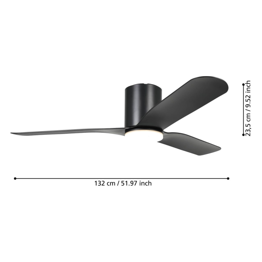 Eglo - Ρυθμιζόμενος ανεμιστήρας οροφής με LED 17W/230V 3000/4000/5000K Ø 132 cm μαύρος + τηλεχειριστήριο