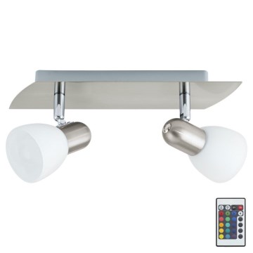 Eglo 35374 - LED RGB Ρυθμιζόμενο σποτ με δυο φώτα ENEA-C 2xE14/4W/230V + τηλεχειριστήριο