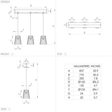 Eglo - Κρεμαστό φωτιστικό οροφής 3xE27/40W/230V μαύρο