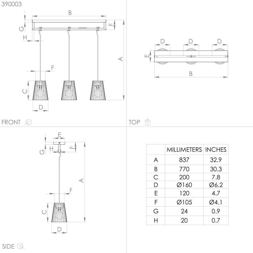 Eglo - Κρεμαστό φωτιστικό οροφής 3xE27/40W/230V μαύρο
