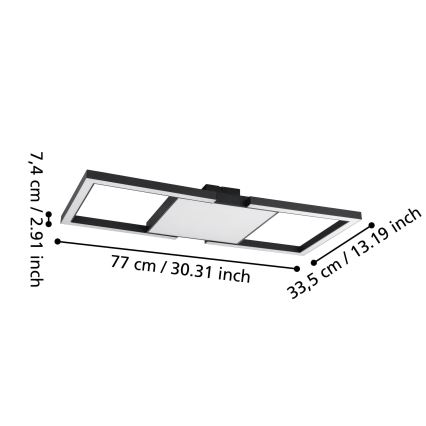 Eglo - LED Dimmable φωτιστικό οροφής LED/26,2W/230V 2700-6500K μαύρο + τηλεχειριστήριο