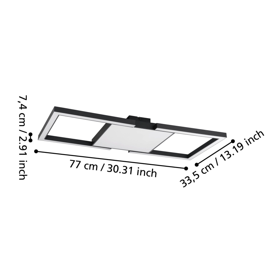 Eglo - LED Dimmable φωτιστικό οροφής LED/26,2W/230V 2700-6500K μαύρο + τηλεχειριστήριο