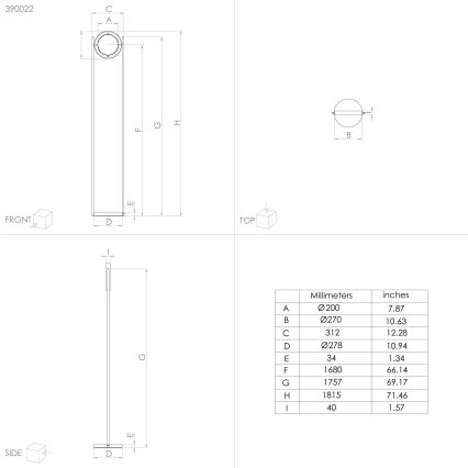 Eglo - Φωτιστικό δαπέδου LED Dimmable LED/20W/230V 3000K μαύρο