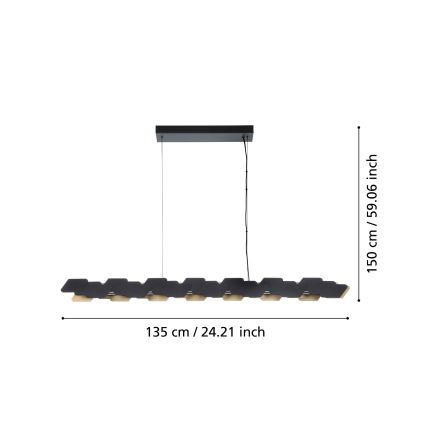 Eglo - Led Dimmable κρεμαστό φωτιστικό οροφής LED/44W/230V 3000K μαύρο/χρυσό