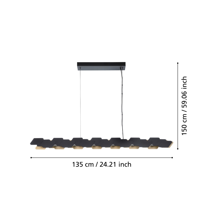 Eglo - Led Dimmable κρεμαστό φωτιστικό οροφής LED/44W/230V 3000K μαύρο/χρυσό