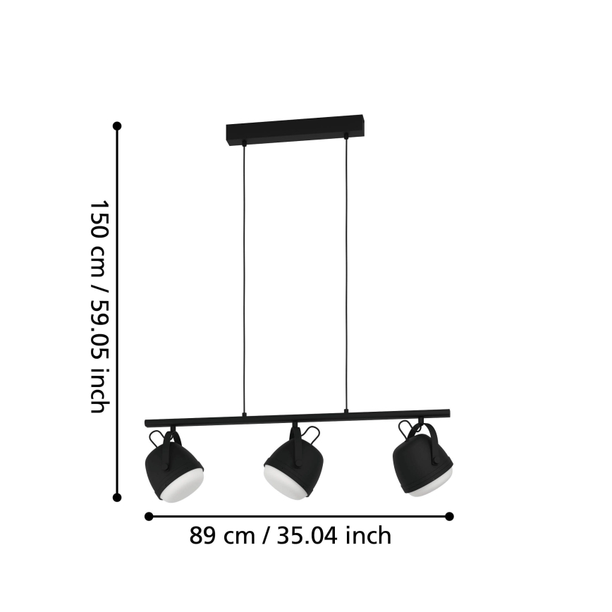 Eglo - Κρεμαστό φωτιστικό οροφής 3xE27/28W/230V μαύρο