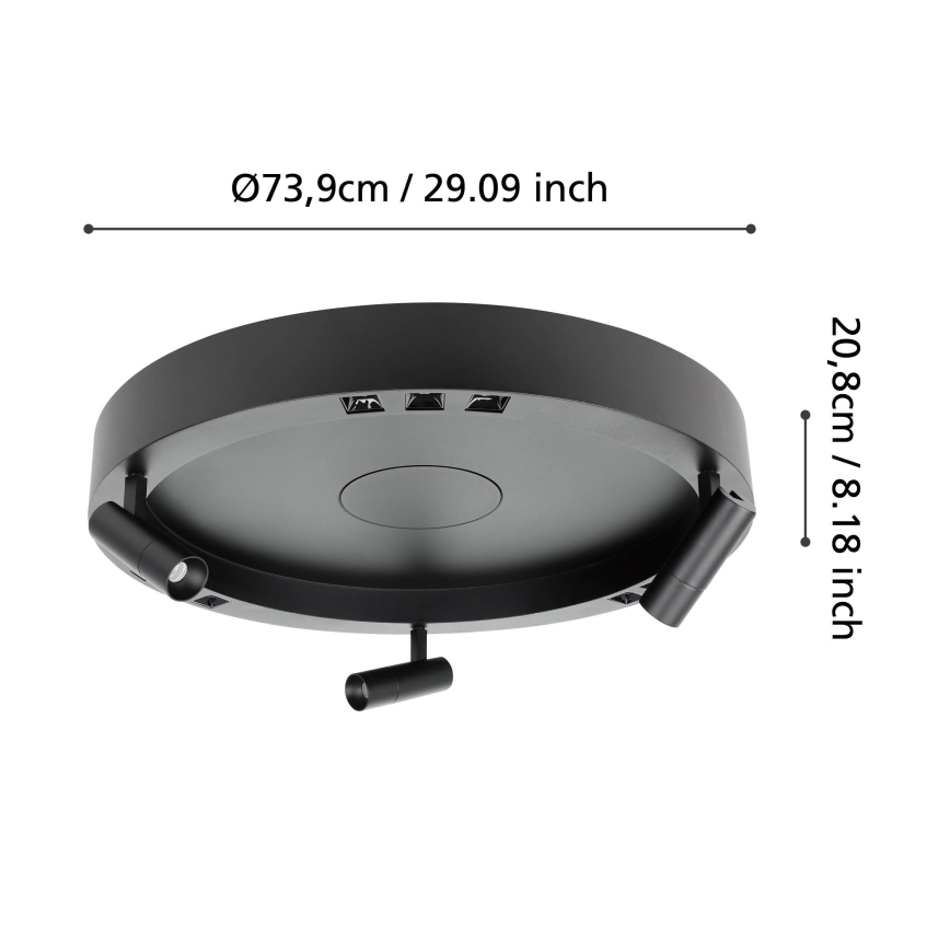 Eglo - LED Dimmable φωτιστικό οροφής 3xLED/8W/230V + 3xLED/8,5W 3000K μαύρο + τηλεχειριστήριο