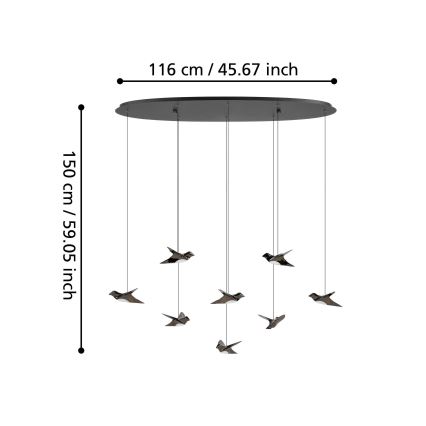 Eglo - Led Dimmable κρεμαστό φωτιστικό οροφής 8xLED/4,2W/230V 3000K μαύρο