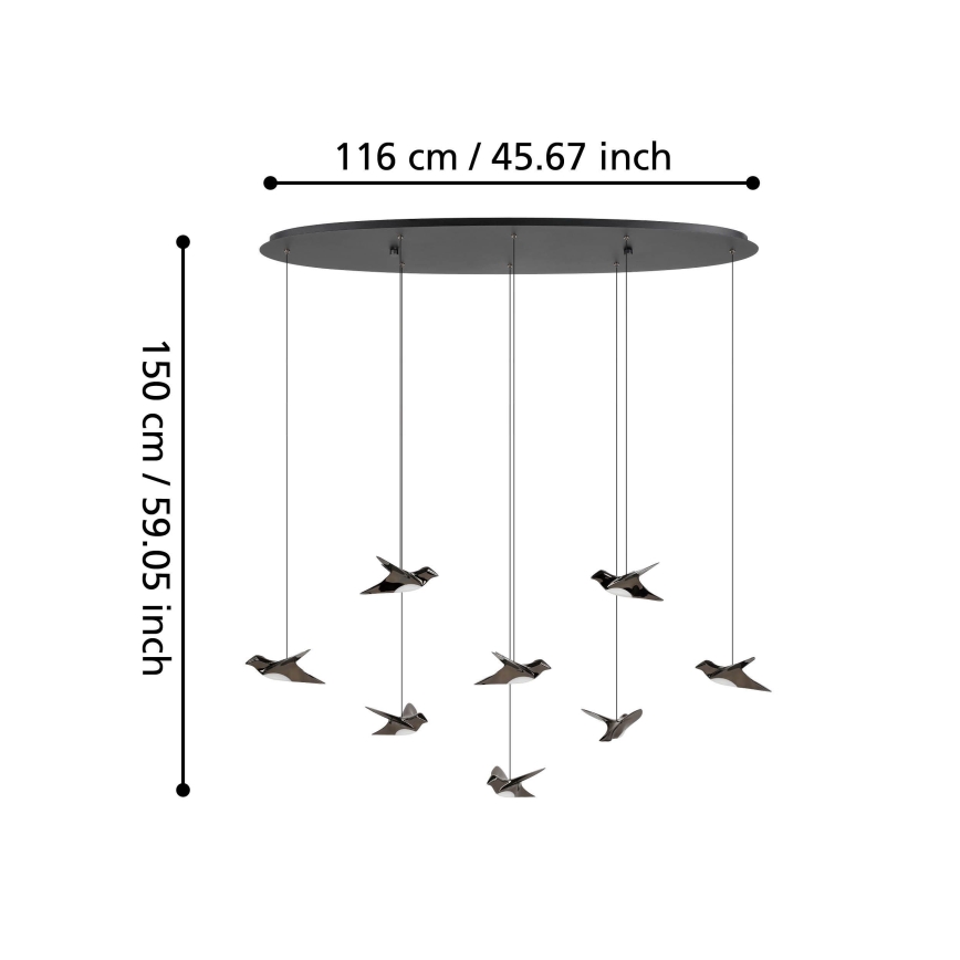 Eglo - Led Dimmable κρεμαστό φωτιστικό οροφής 8xLED/4,2W/230V 3000K μαύρο