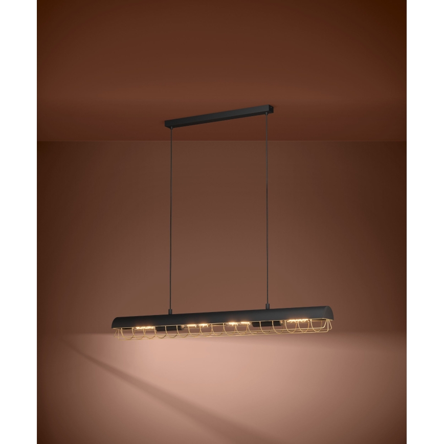 Eglo - Κρεμαστό φωτιστικό οροφής 4xE27/40W/230V μαύρο/χρυσό