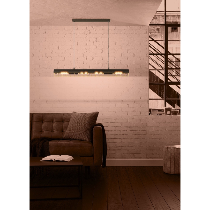 Eglo - Κρεμαστό φωτιστικό οροφής 4xE27/40W/230V μαύρο/χρυσό