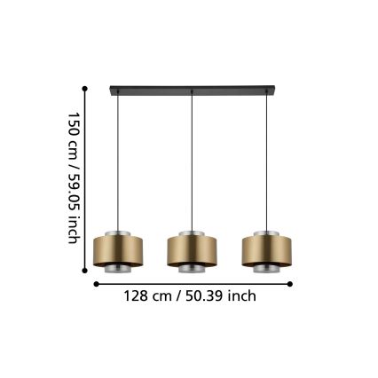 Eglo - Κρεμαστό φωτιστικό οροφής 3xE27/40W/230V χρυσό