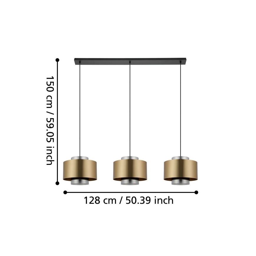 Eglo - Κρεμαστό φωτιστικό οροφής 3xE27/40W/230V χρυσό