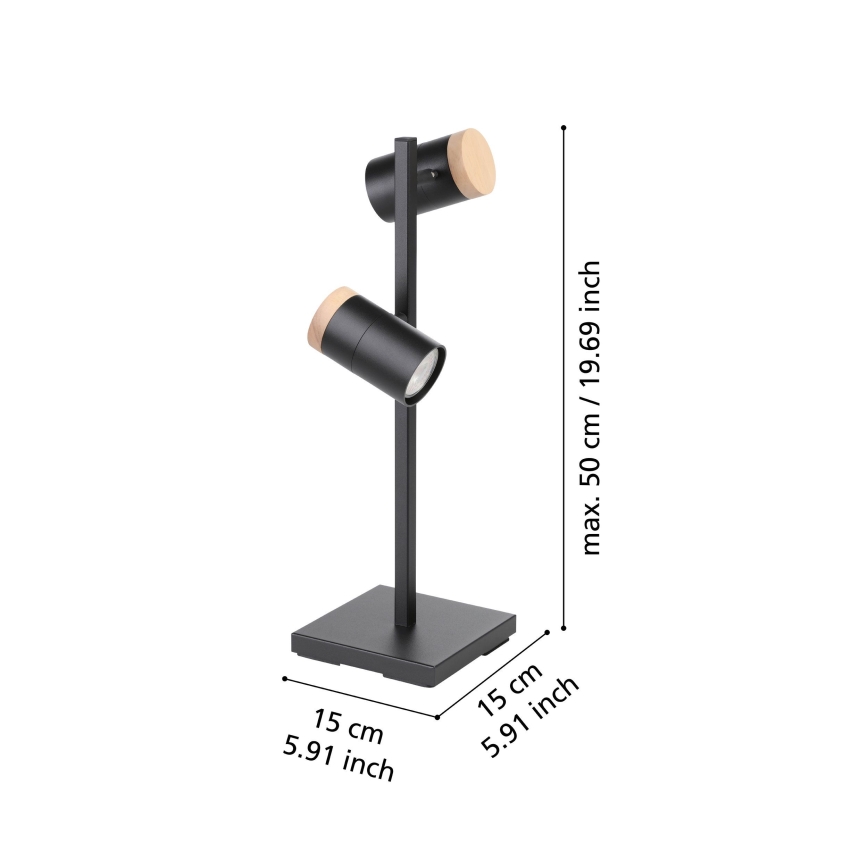 Eglo - Επιτραπέζιο φωτιστικό LED 2xGU10/4,5W/230V 3000K μαύρο/καφέ