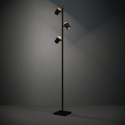 Eglo - Επιδαπέδια λάμπα LED 3xGU10/4,5W/230V 3000K μαύρο/καφέ