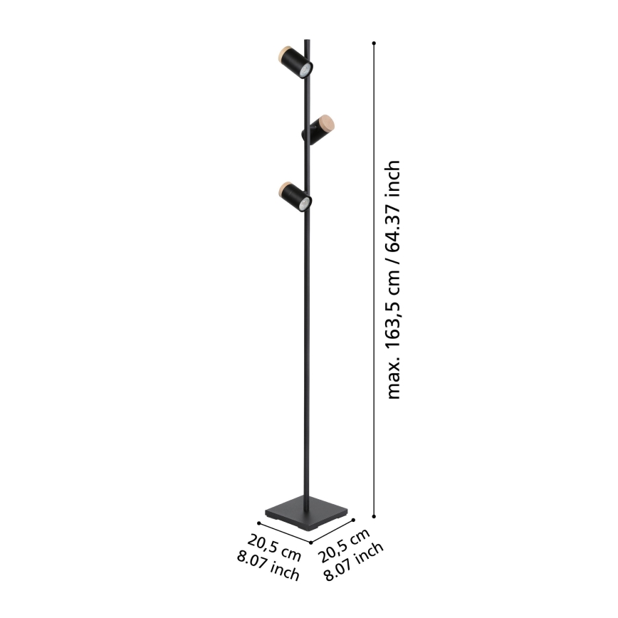 Eglo - Επιδαπέδια λάμπα LED 3xGU10/4,5W/230V 3000K μαύρο/καφέ
