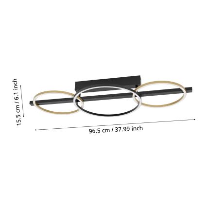 Eglo - Πλαφονιέρα οροφής ντιμαριζόμενη LED 2xLED/12,5W/230V + LED/15,5W 3000K μαύρο