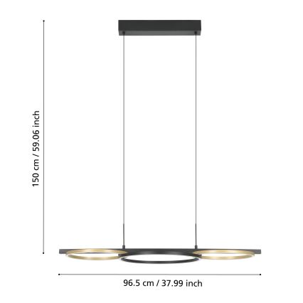 Eglo - Led Dimmable κρεμαστό φωτιστικό οροφής 2xLED/12,5W/230V + LED/15,5W 3000K μαύρο