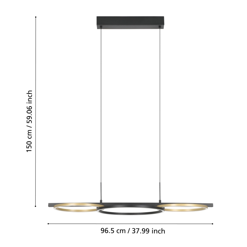 Eglo - Led Dimmable κρεμαστό φωτιστικό οροφής 2xLED/12,5W/230V + LED/15,5W 3000K μαύρο