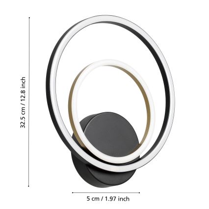 Eglo - Φωτιστικό τοίχου LED LED/12W/230V 3000K + 4xLED/2,1W 3000K μαύρο