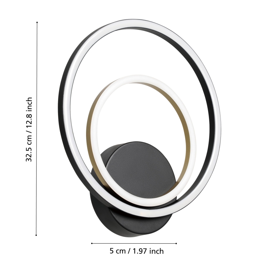 Eglo - Φωτιστικό τοίχου LED LED/12W/230V 3000K + 4xLED/2,1W 3000K μαύρο