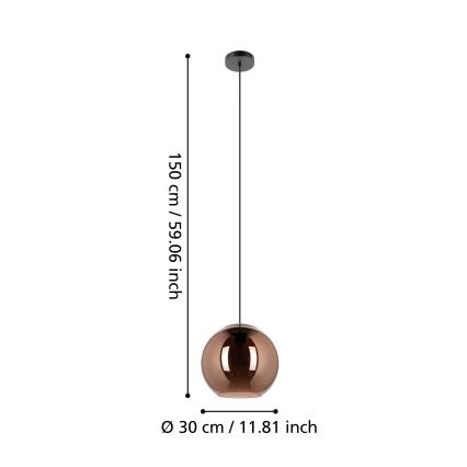 Eglo - Κρεμαστό φωτιστικό οροφής 1xE27/40W/230V χαλκός