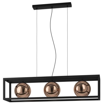 Eglo - Κρεμαστό φωτιστικό οροφής 3xE27/40W/230V χαλκός/μαύρο