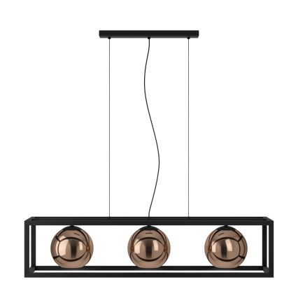 Eglo - Κρεμαστό φωτιστικό οροφής 3xE27/40W/230V χαλκός/μαύρο