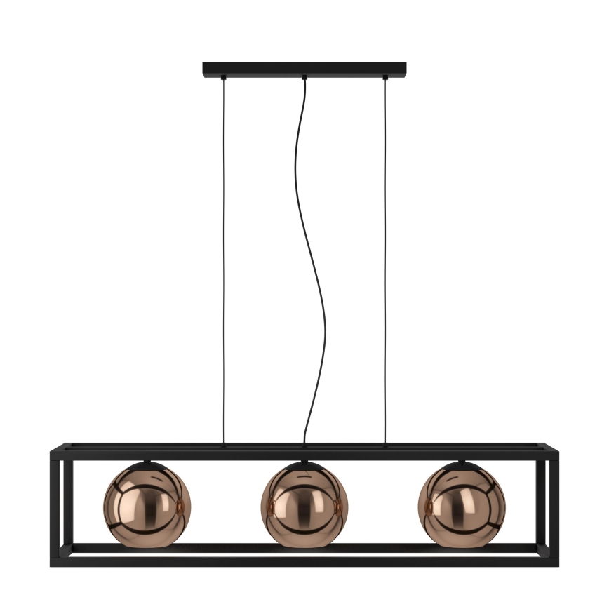 Eglo - Κρεμαστό φωτιστικό οροφής 3xE27/40W/230V χαλκός/μαύρο
